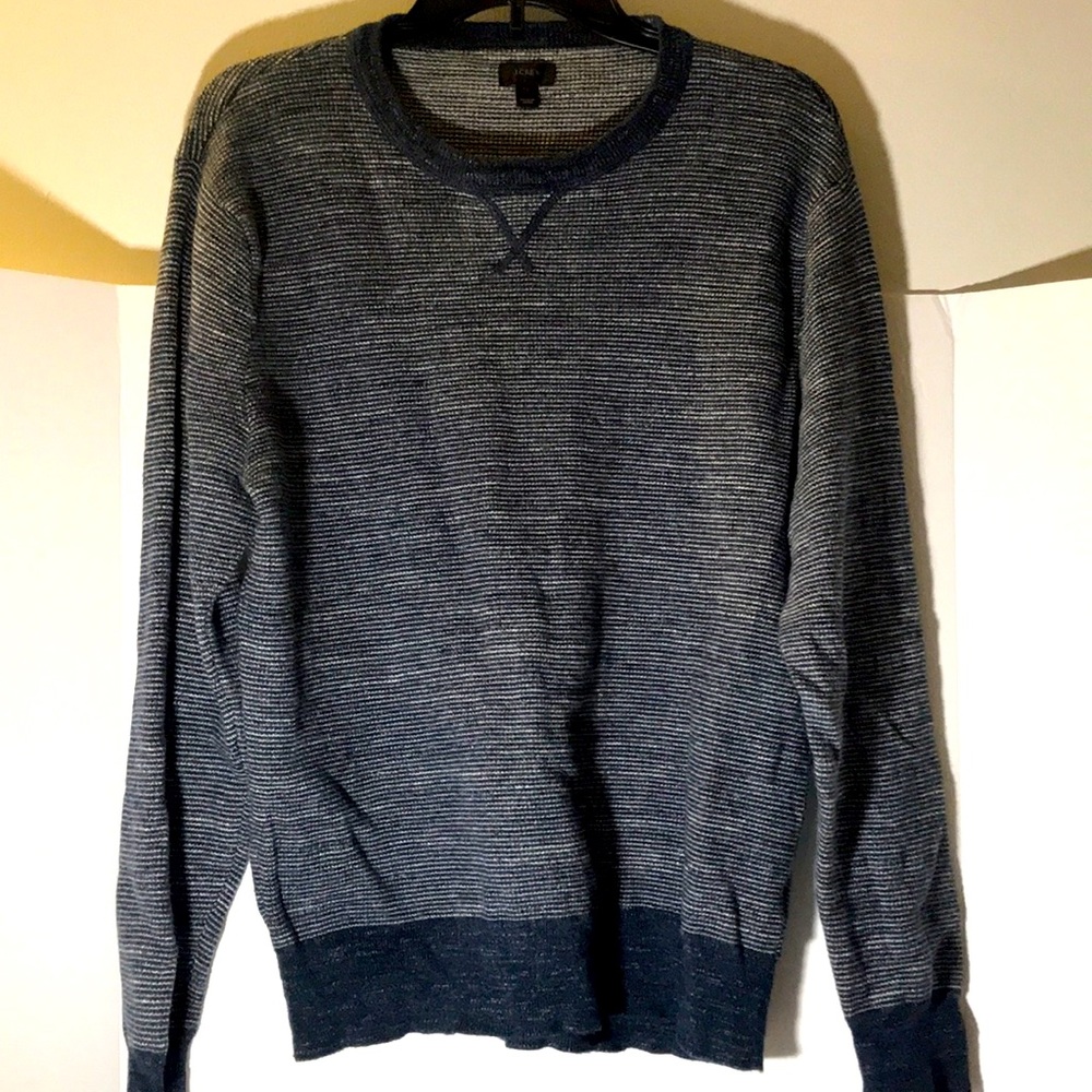 J. Crew sweater size M long sleeves 100% cotton gray blue pullover